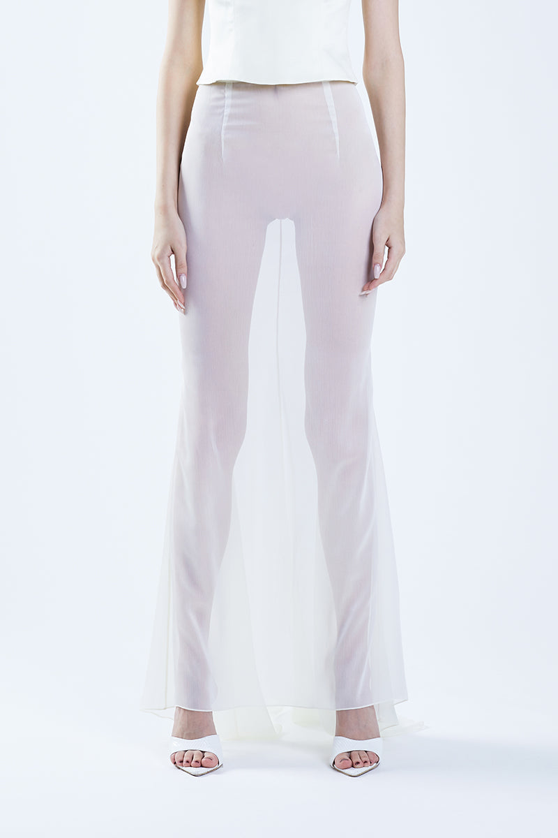 CLASSIC FISHTAIL WHITE MAXI SKIRT