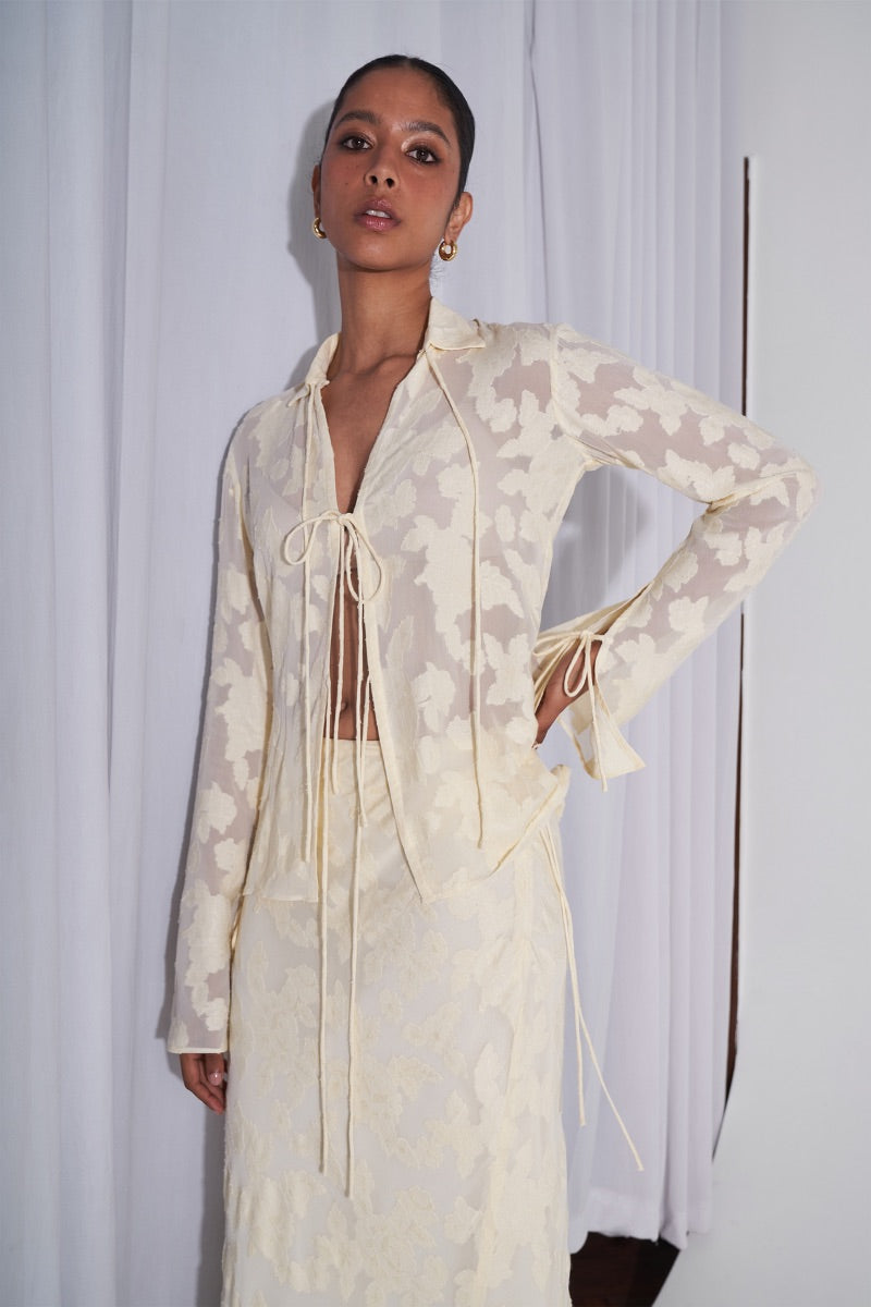 EVORA SKIRT IN PALE YELLOW