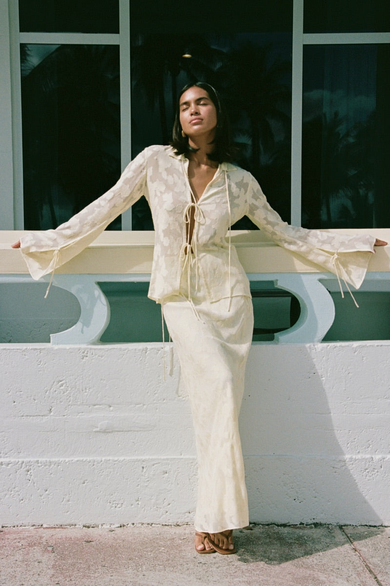 EVORA SKIRT IN PALE YELLOW