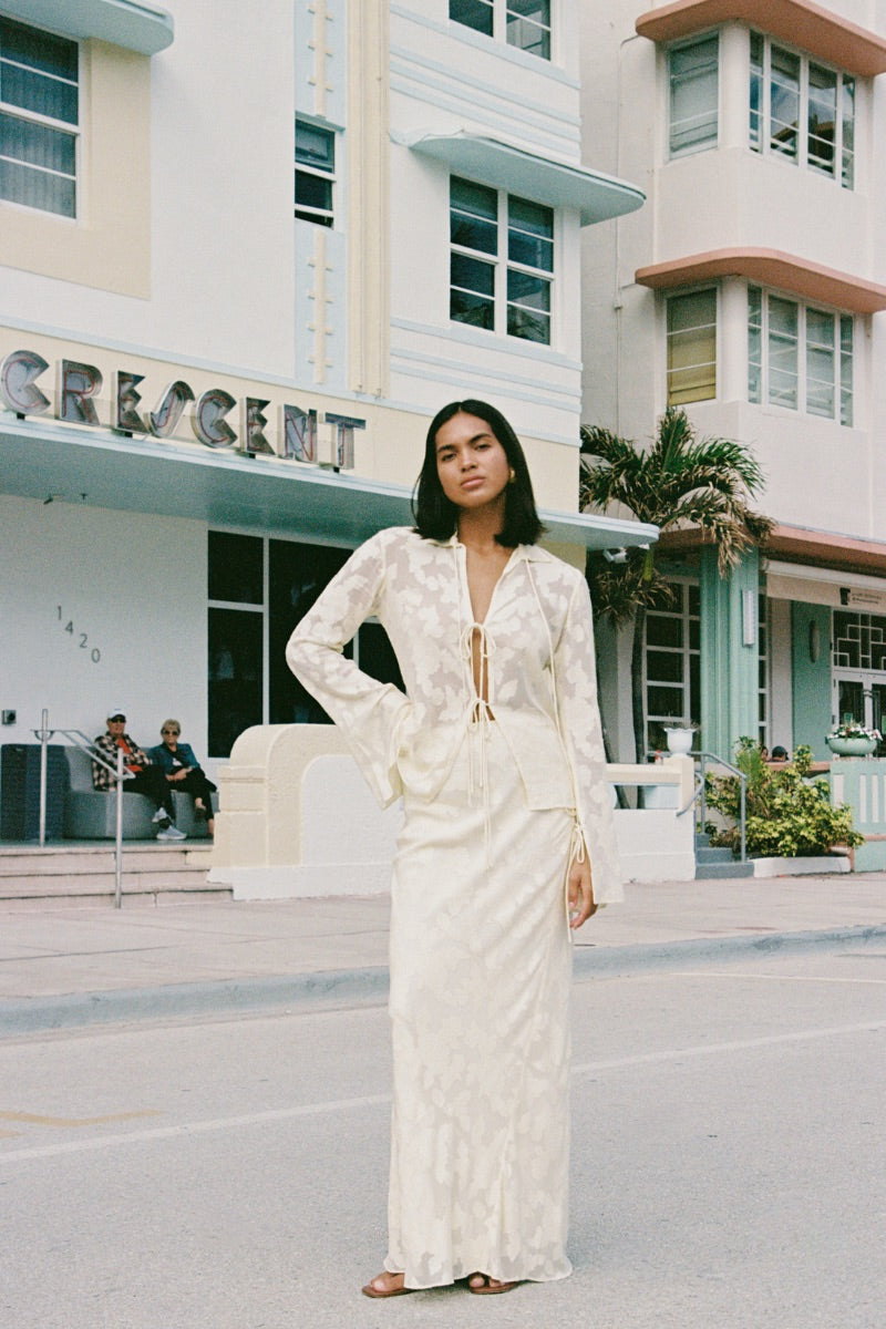 EVORA SKIRT IN PALE YELLOW