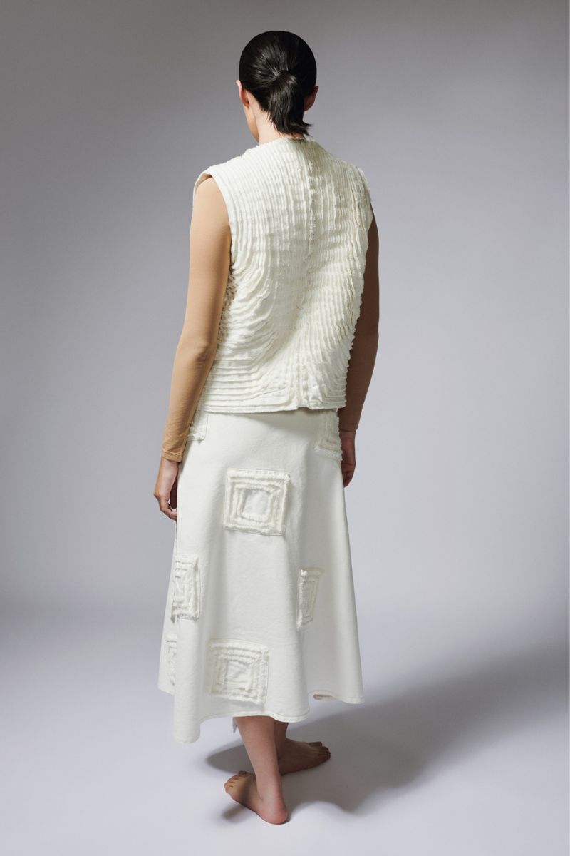 SPIRAL WRAP SKIRT IN IVORY