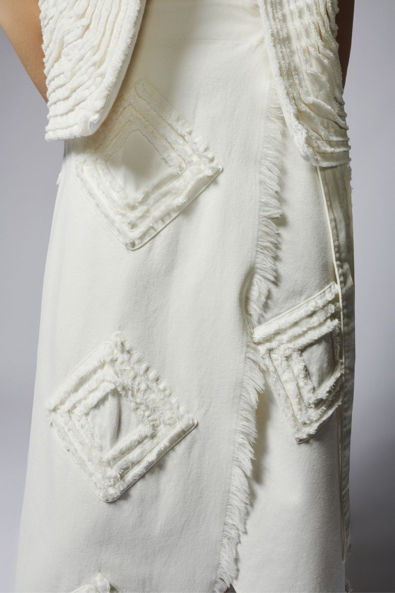 SPIRAL WRAP SKIRT IN IVORY