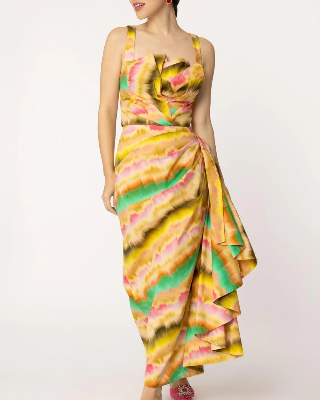 RUFFLE DETAIL PENCIL SKIRT