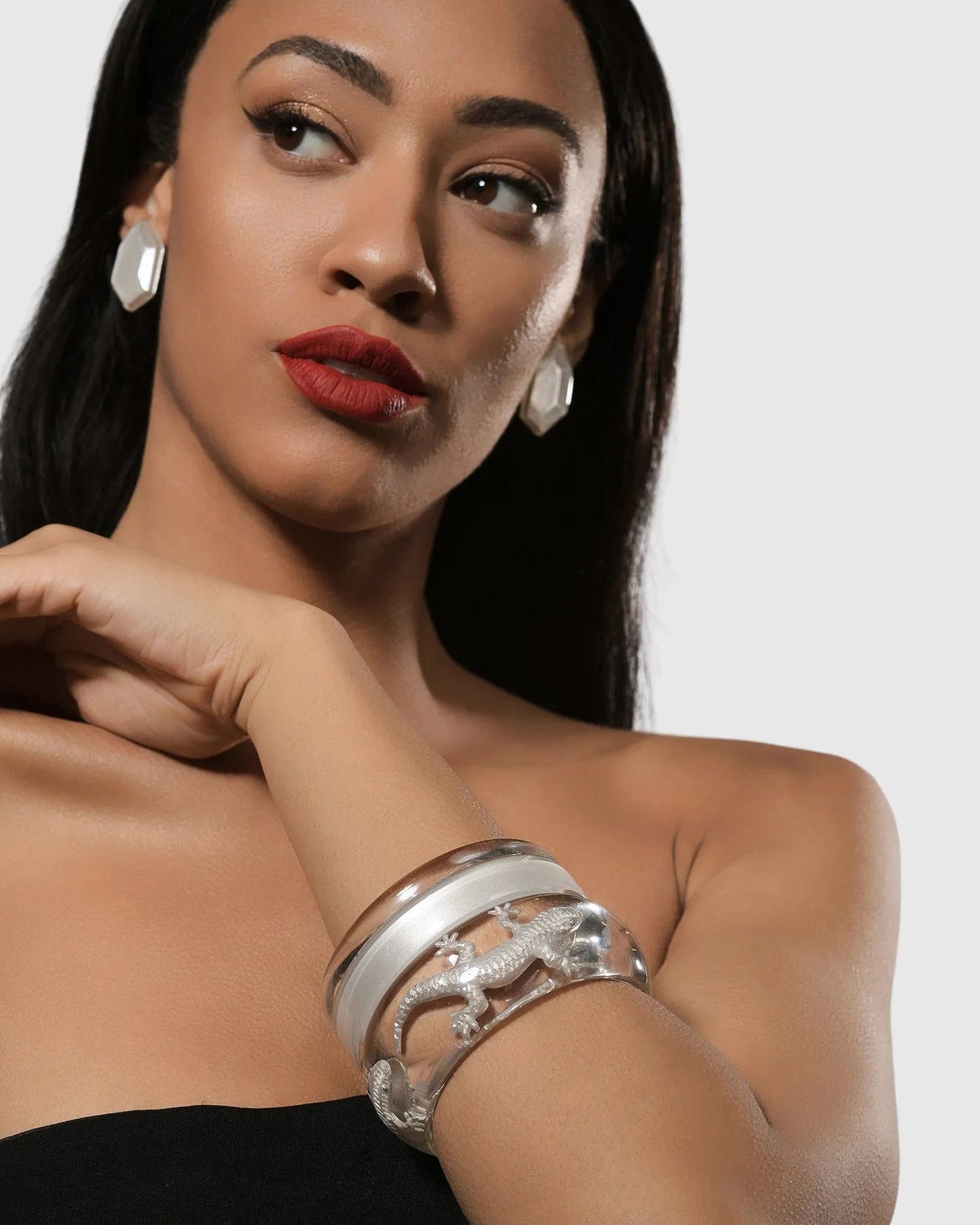 Rounded Bangle Bracelet, Clear