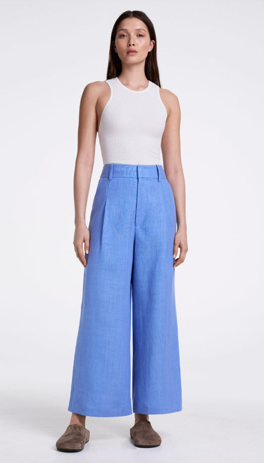 Linen Cropped Pleated Trouser