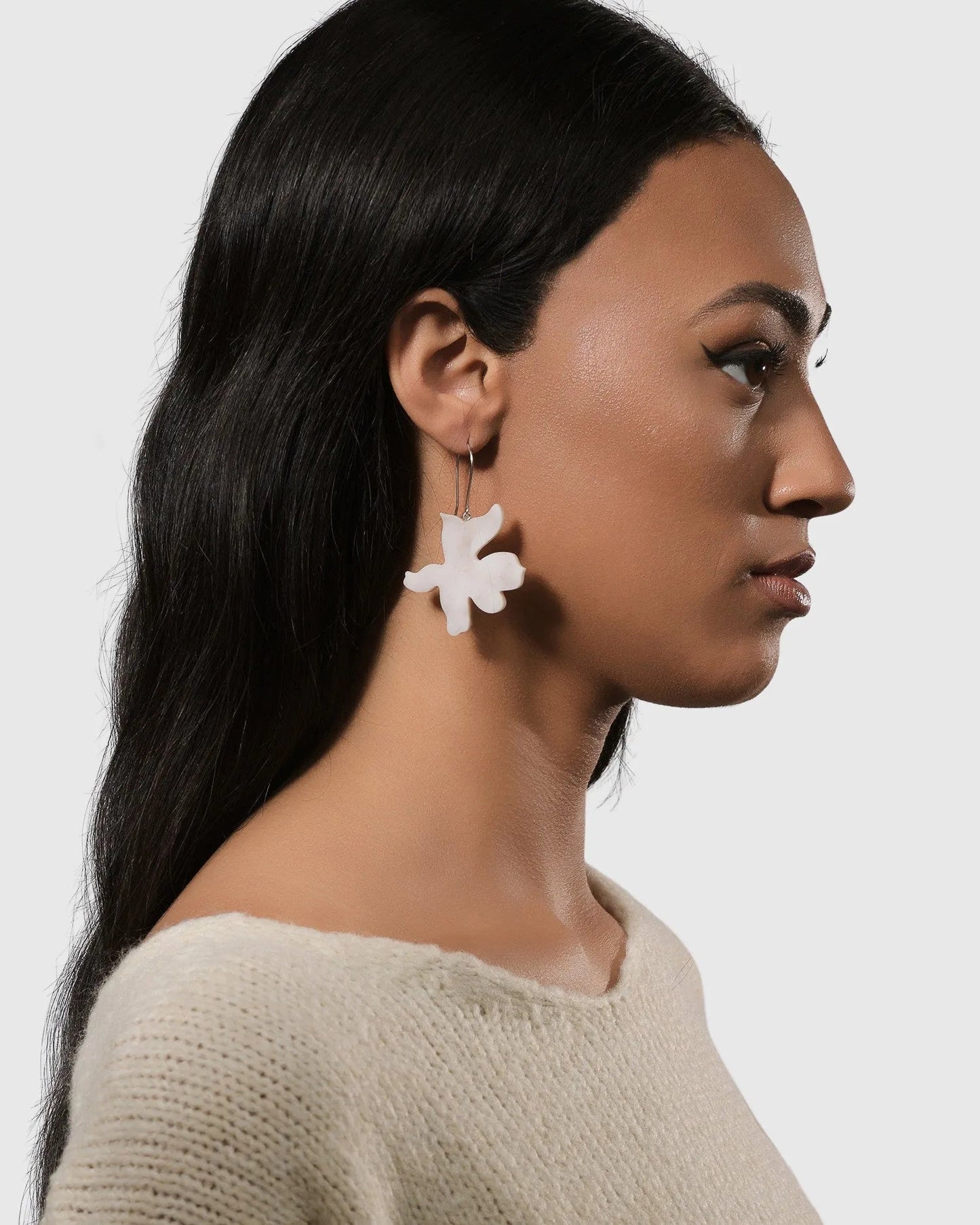 Lotus Dangle Earrings, Oat