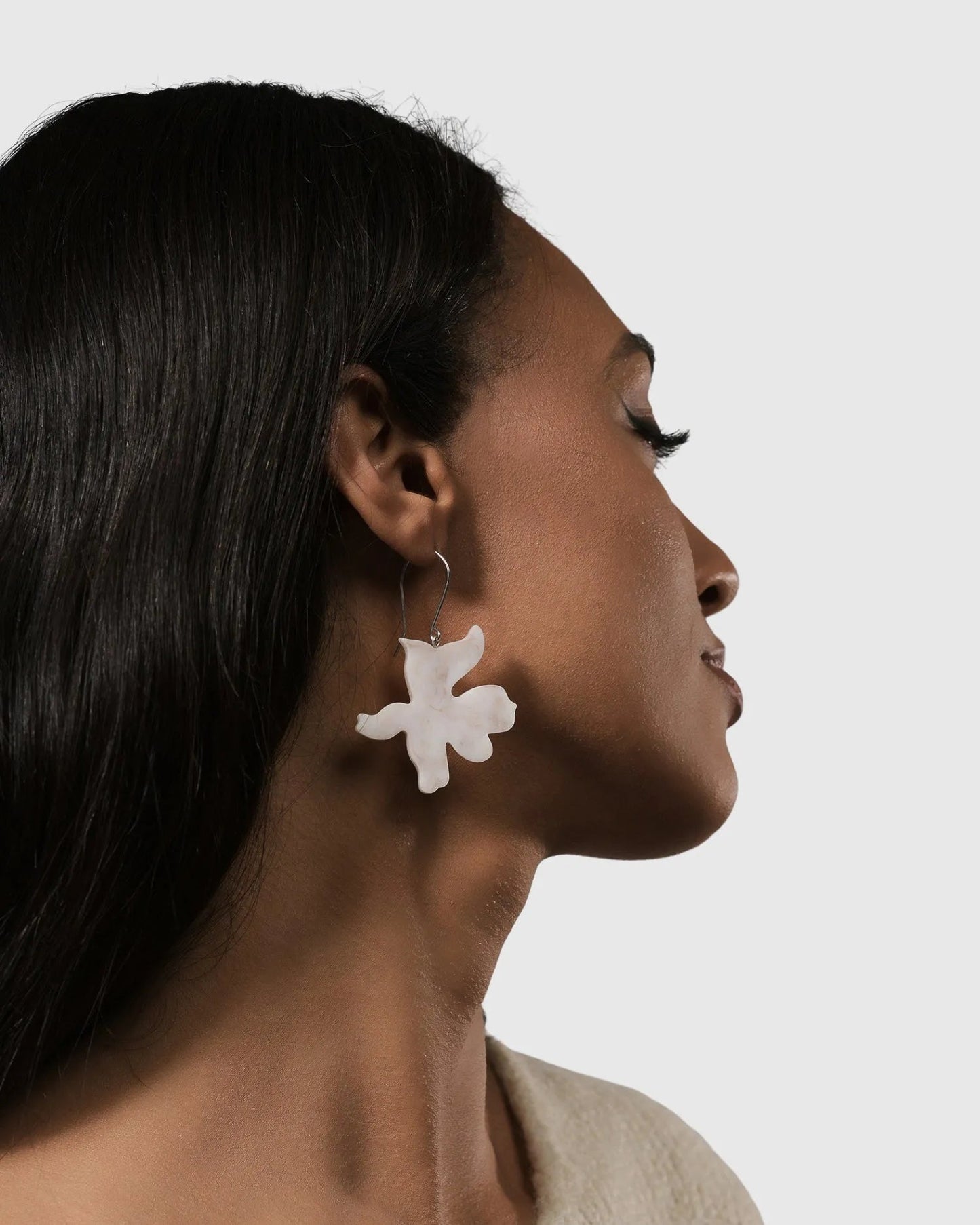 Lotus Dangle Earrings, Oat
