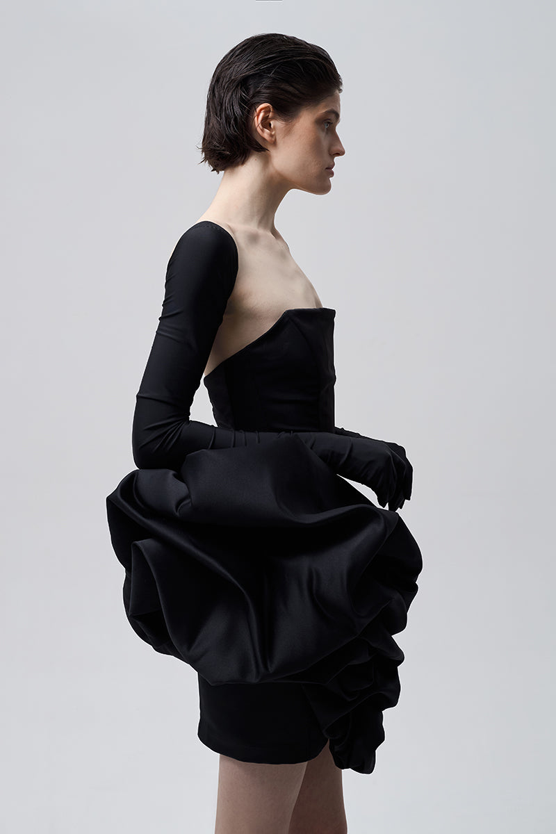 FLOUNCED SKIRT IN BLACK