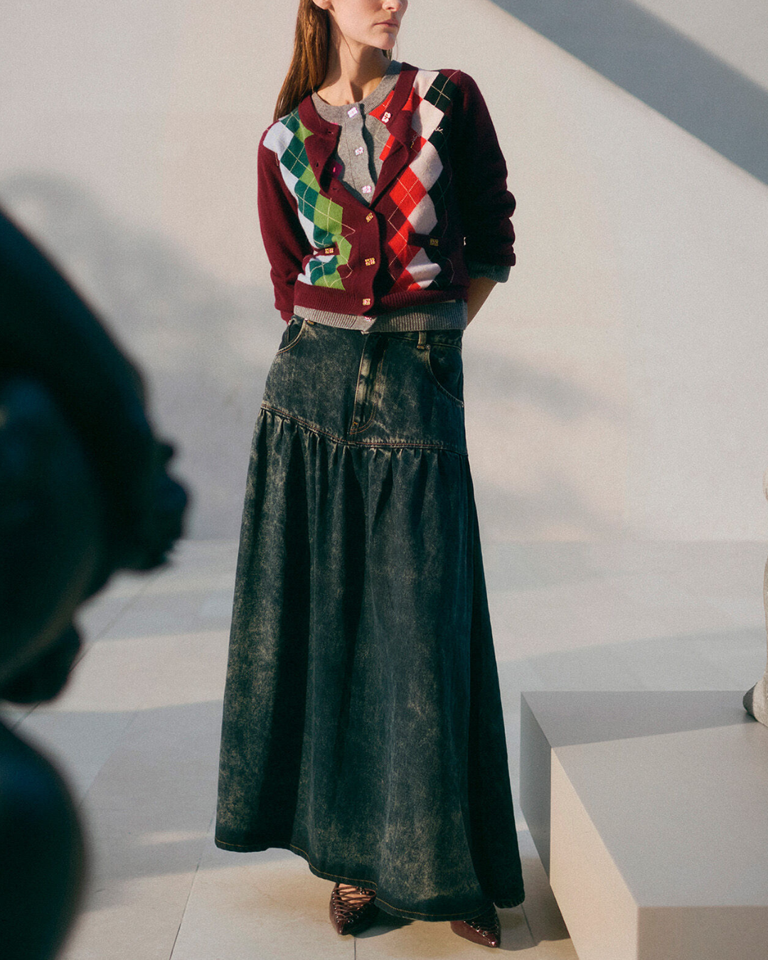 LIGHT DENIM LONG SKIRT