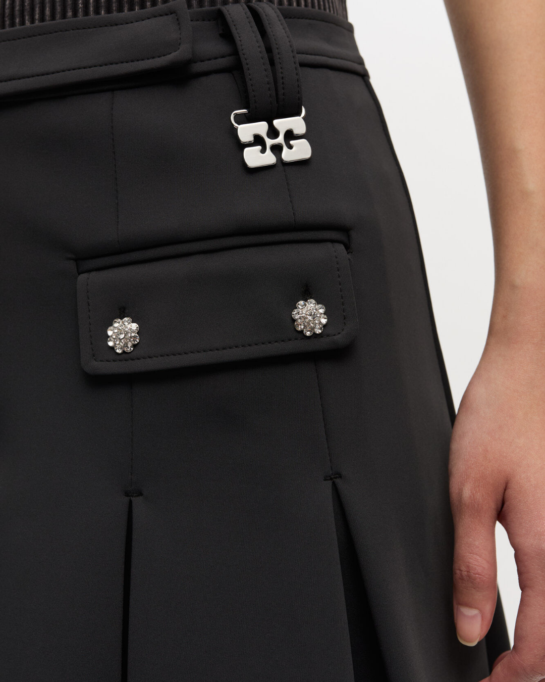 SCUBA NEOPRENE PLEATED MINI SKIRT