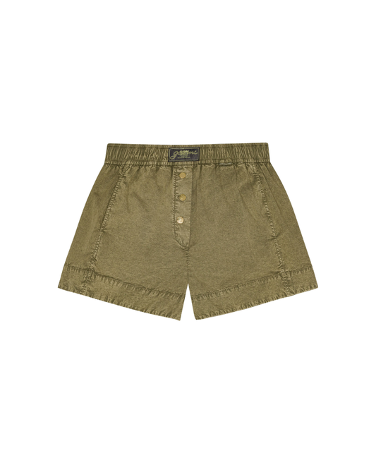 WASHED STRETCH COTTON ELASTICATED SHORTS