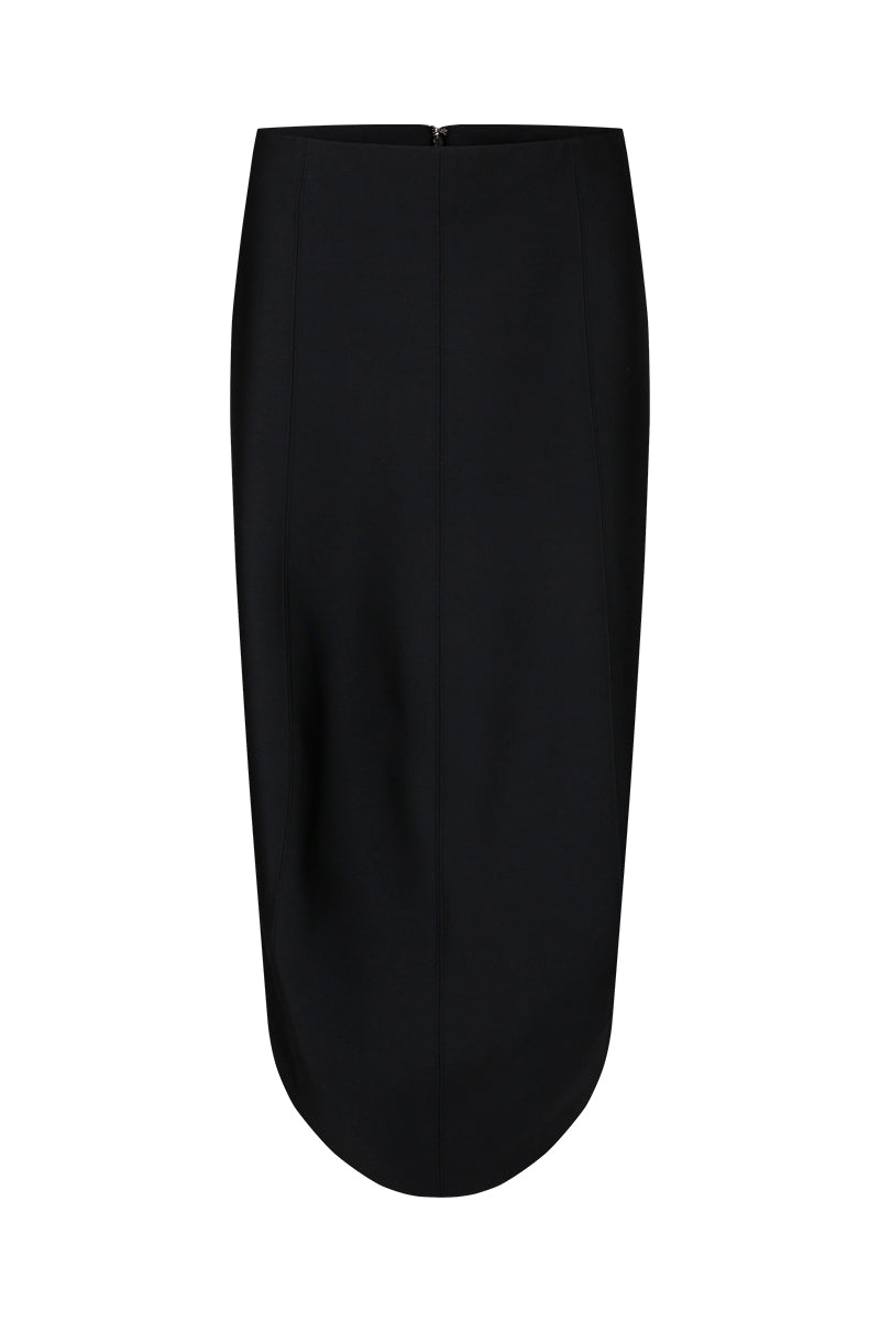MORPH WOOL SILK SKIRT IN BLACK