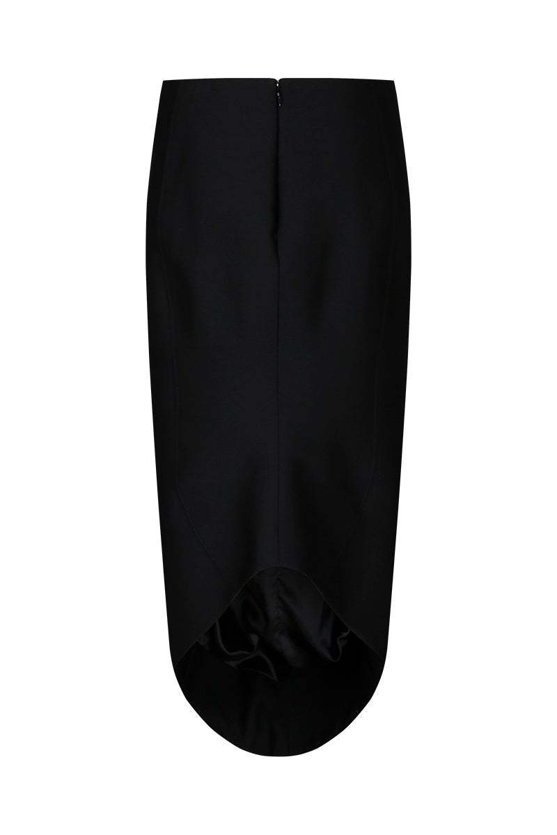 MORPH WOOL SILK SKIRT IN BLACK