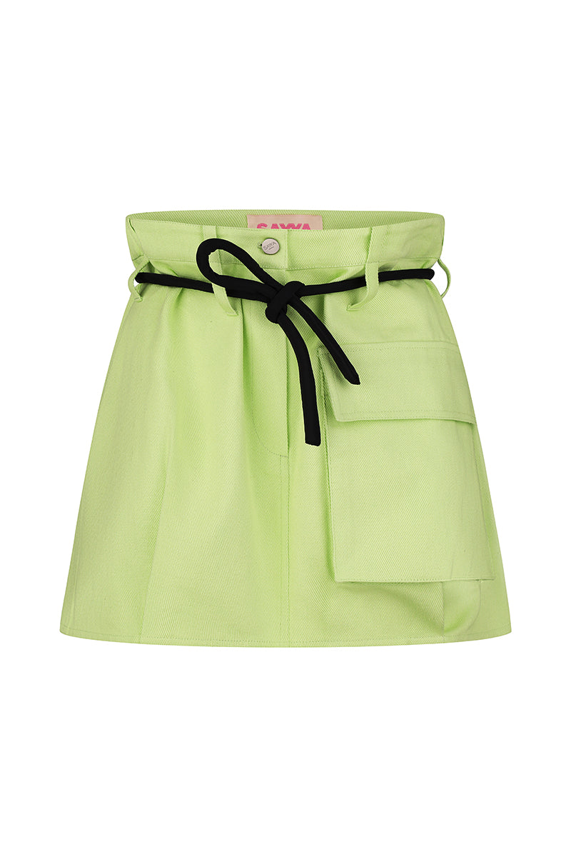 GREEN DENIM MINI SKIRT