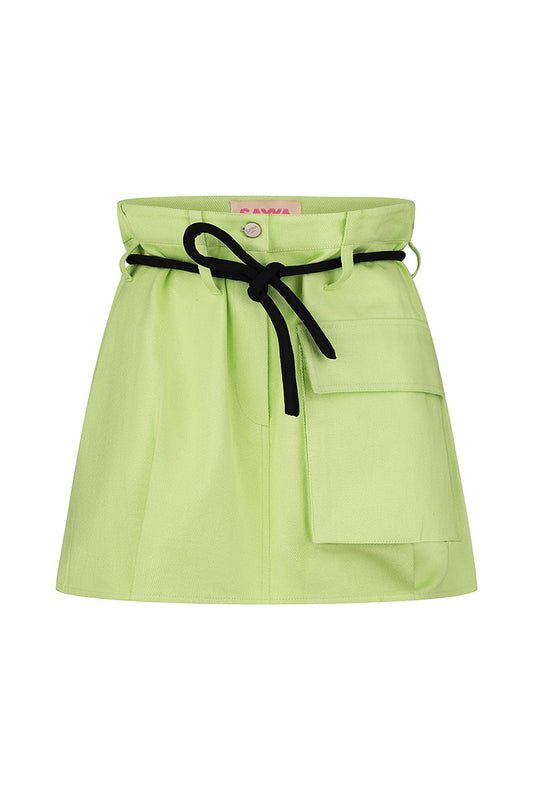 GREEN DENIM MINI SKIRT