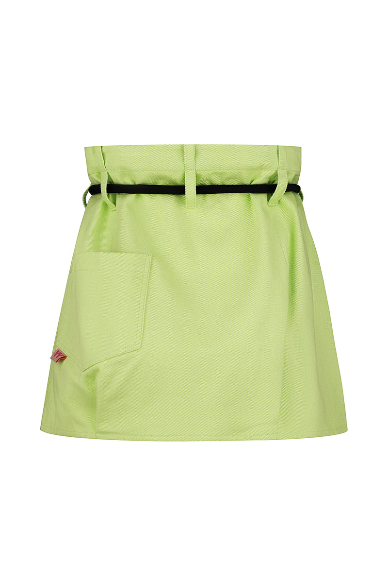 GREEN DENIM MINI SKIRT