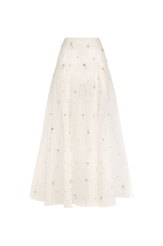 FREYA EMBELLISHED MAXI SKIRT IN PEARL