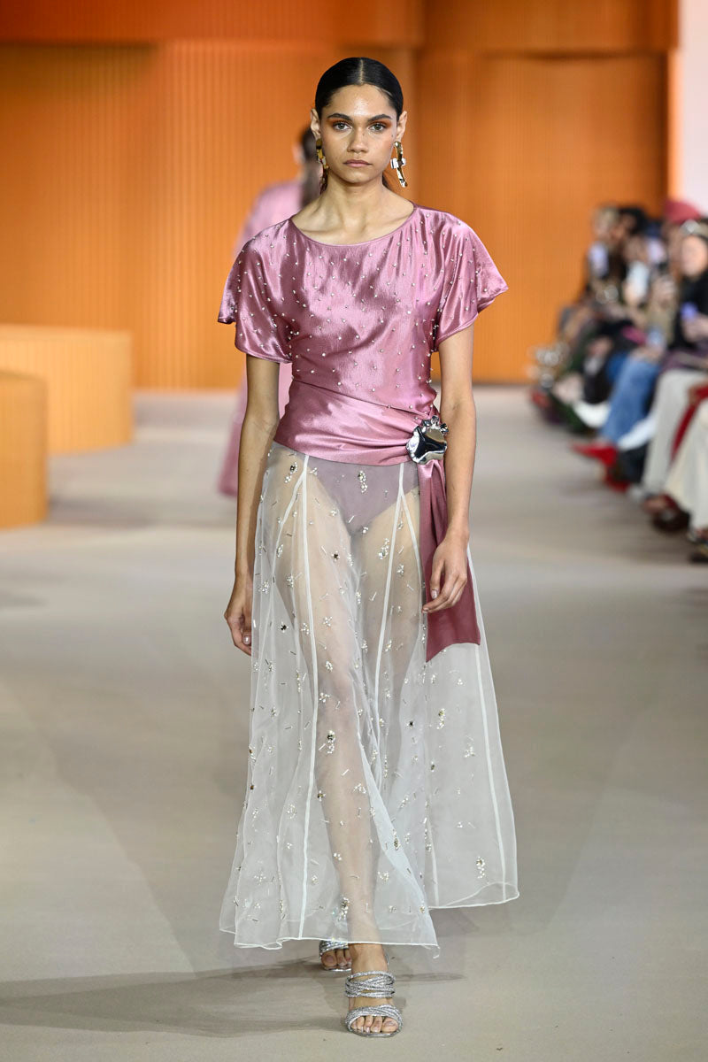 FREYA EMBELLISHED MAXI SKIRT IN PEARL