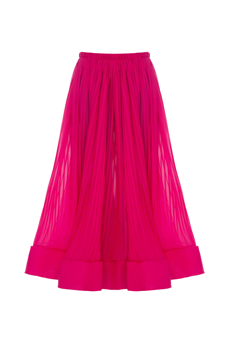 FUCHSIA SILK MAXI SKIRT