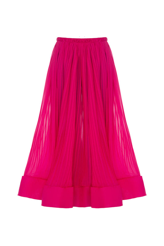 FUCHSIA SILK MAXI SKIRT