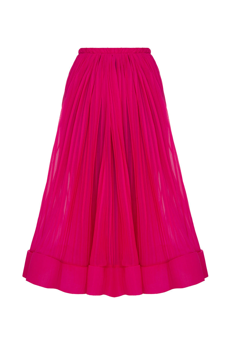 FUCHSIA SILK MAXI SKIRT