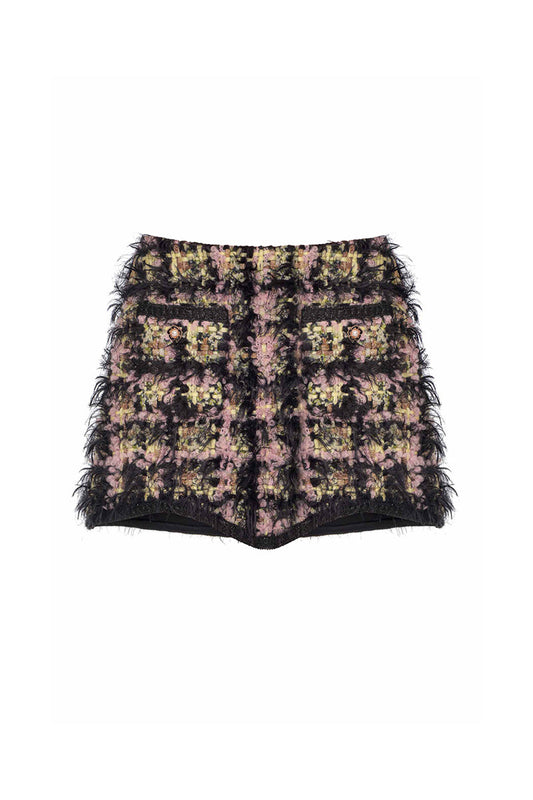TEXTURED BLACK WOOL MINI SKIRT