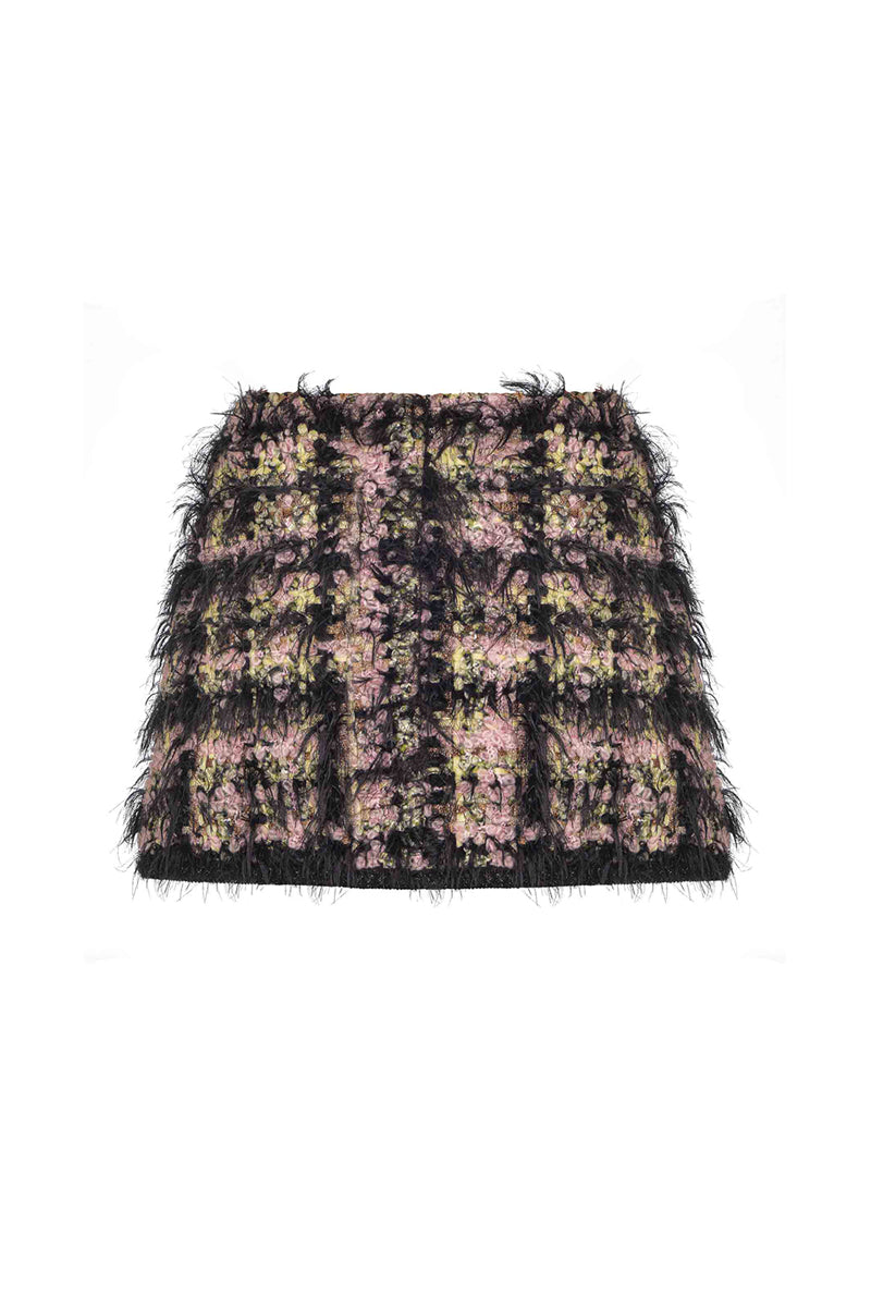 TEXTURED BLACK WOOL MINI SKIRT