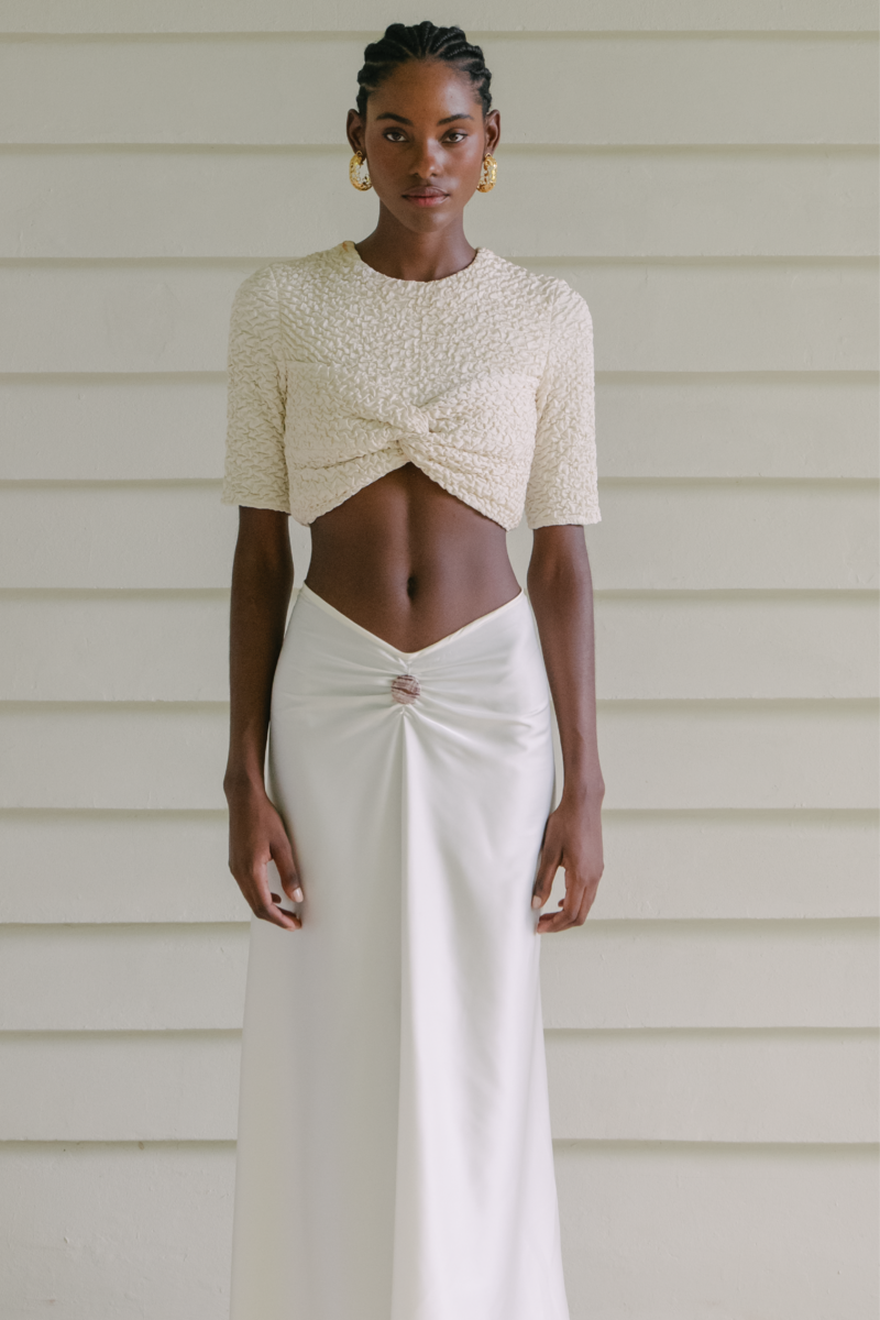 CAMILA OFF WHITE MIDI SKIRT
