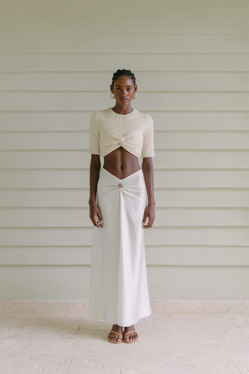 CAMILA OFF WHITE MIDI SKIRT