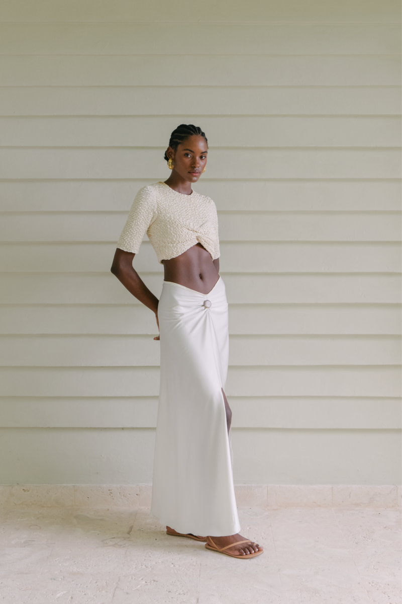 CAMILA OFF WHITE MIDI SKIRT