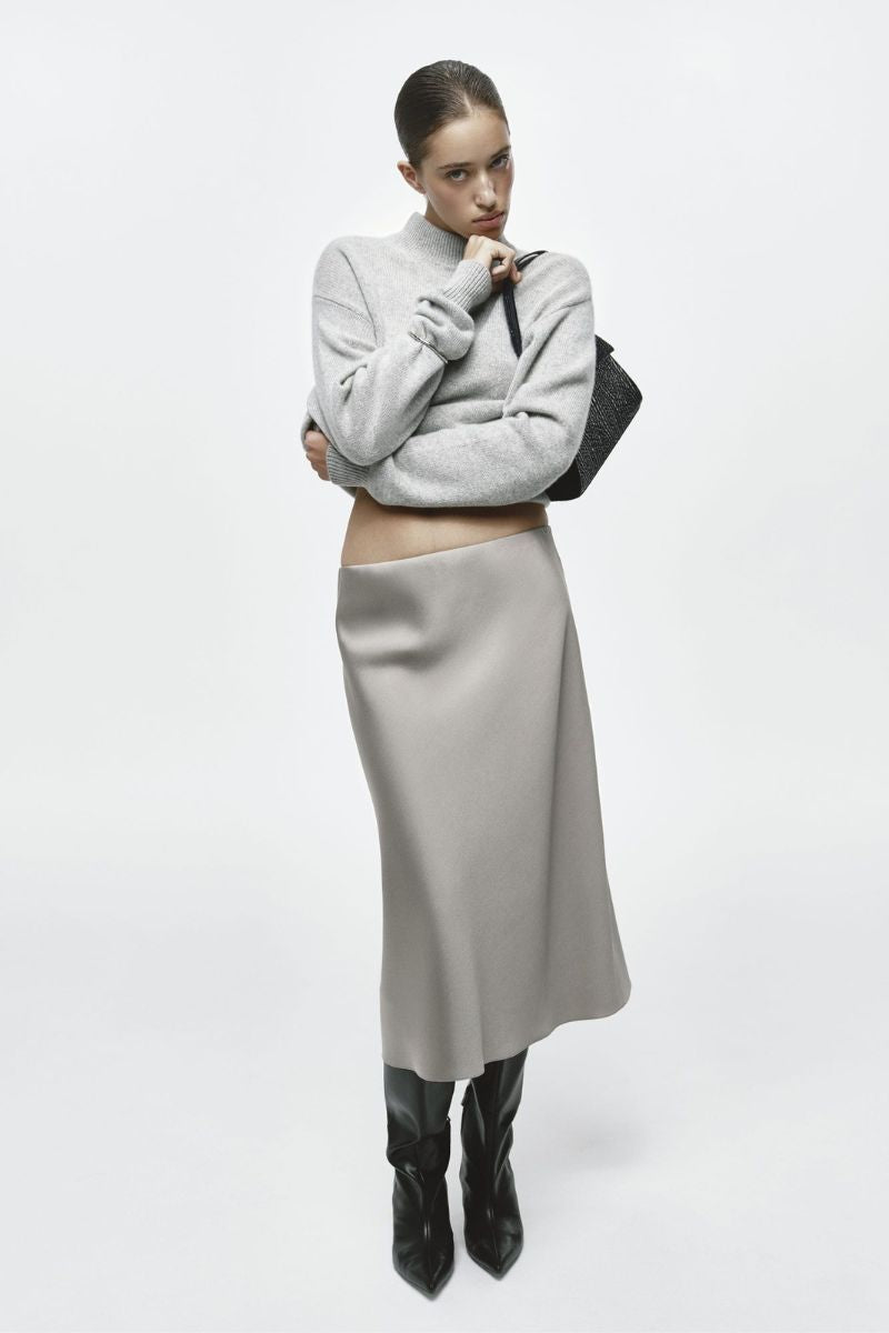MELODY GREY MIDI SKIRT
