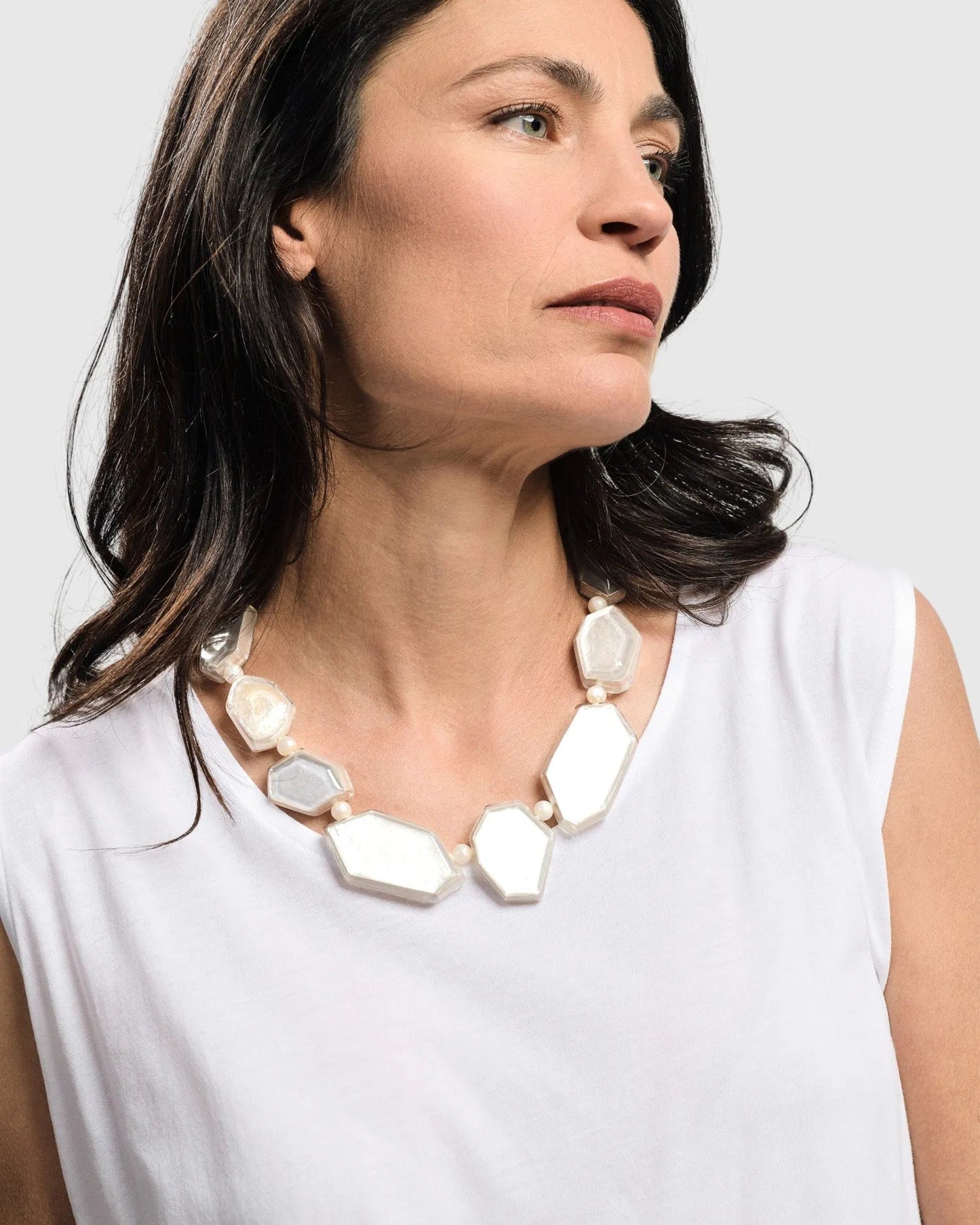 Glory Faceted Bead Necklace, Frost