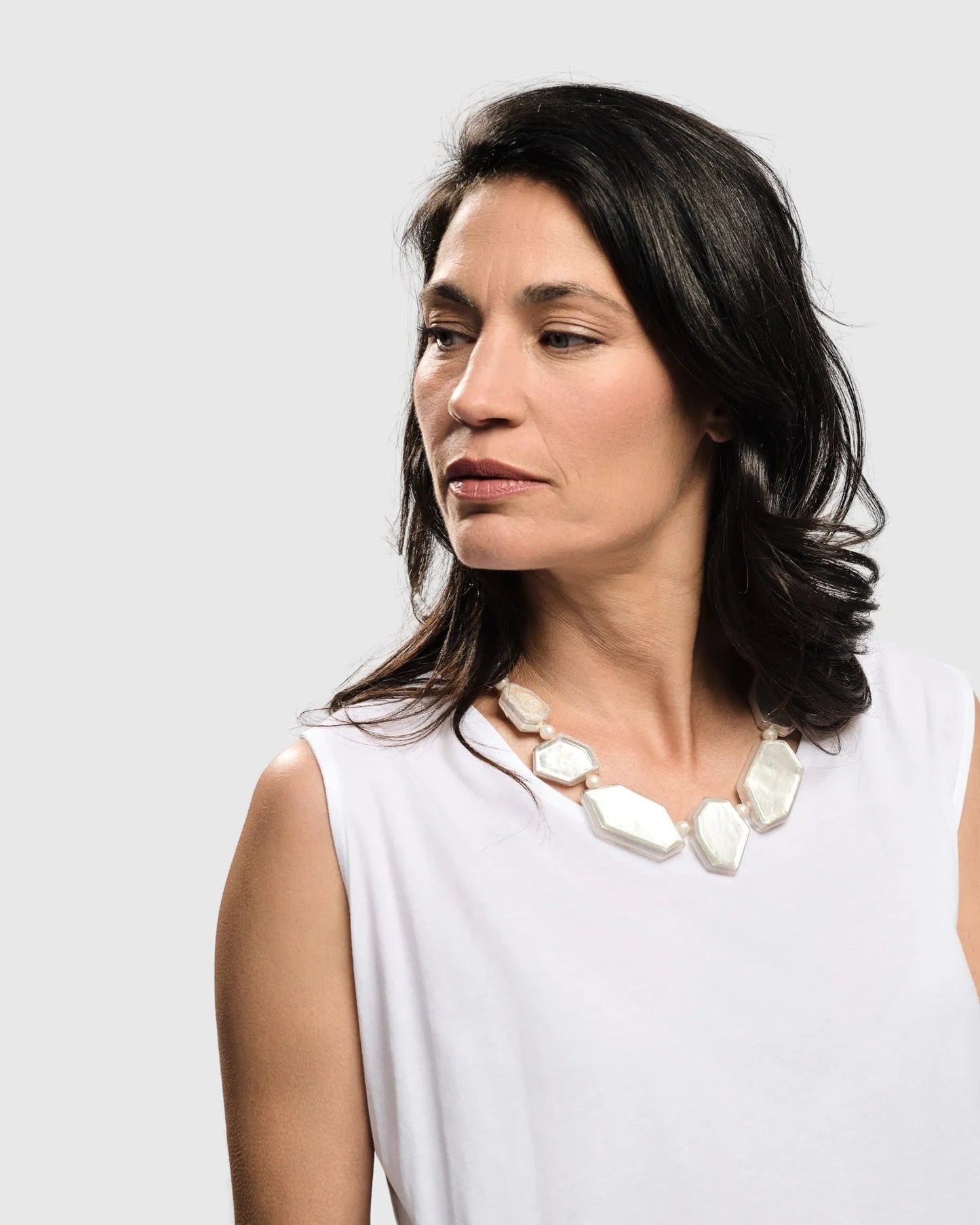 Glory Faceted Bead Necklace, Frost