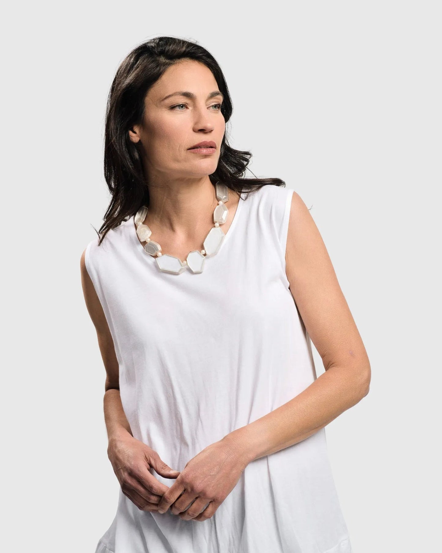 Glory Faceted Bead Necklace, Frost