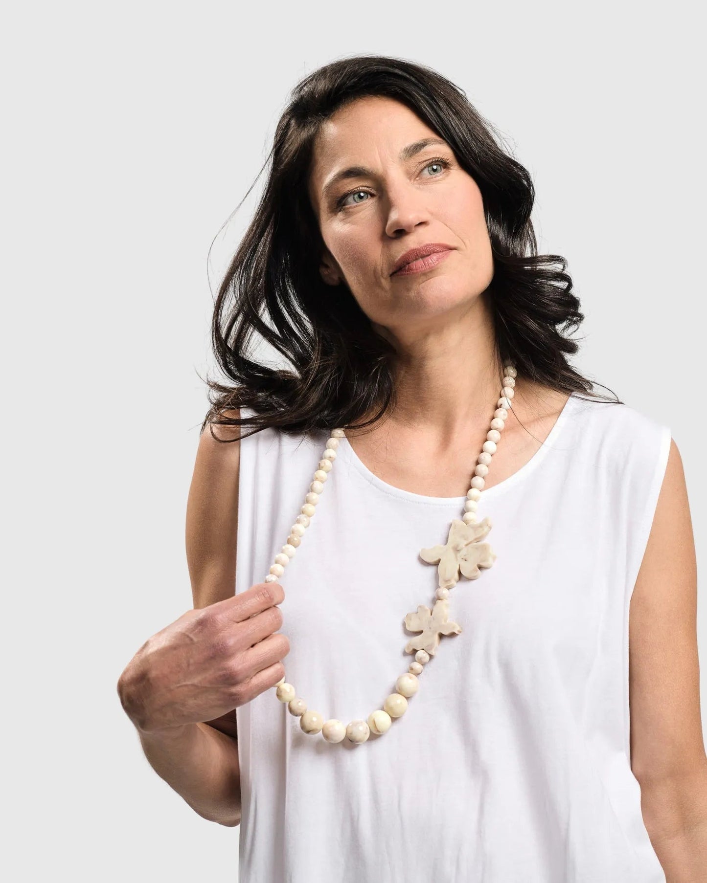 Lotus Bead Necklace, Oat