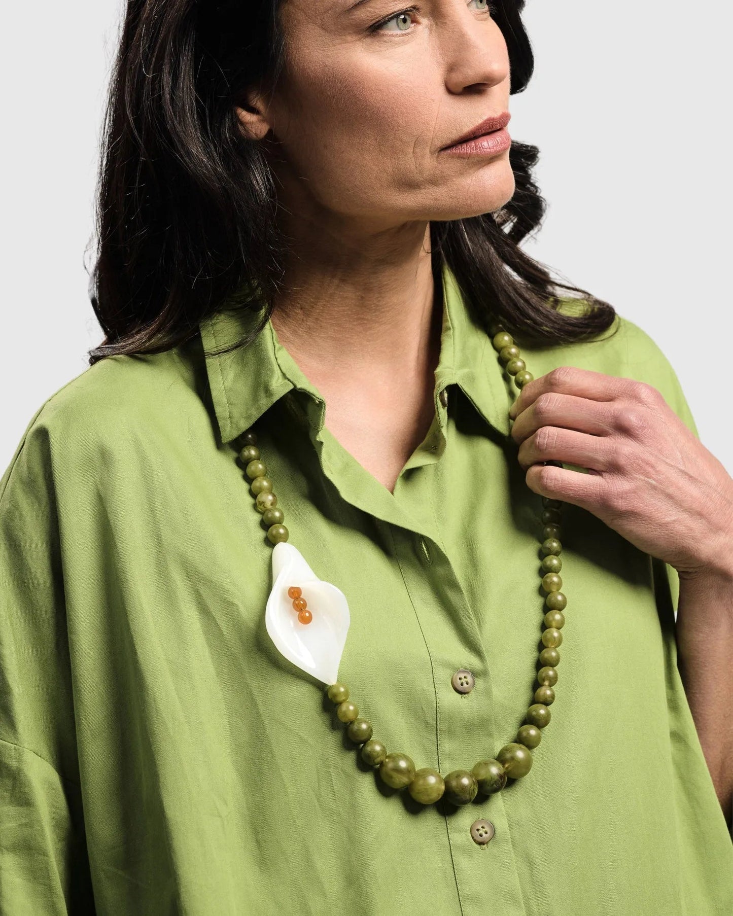 Lily Bead Necklace, Green