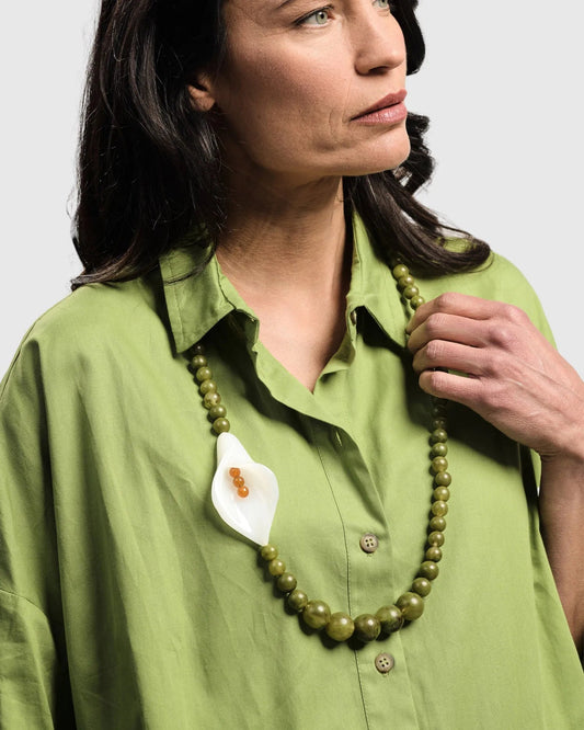 Lily Bead Necklace, Green