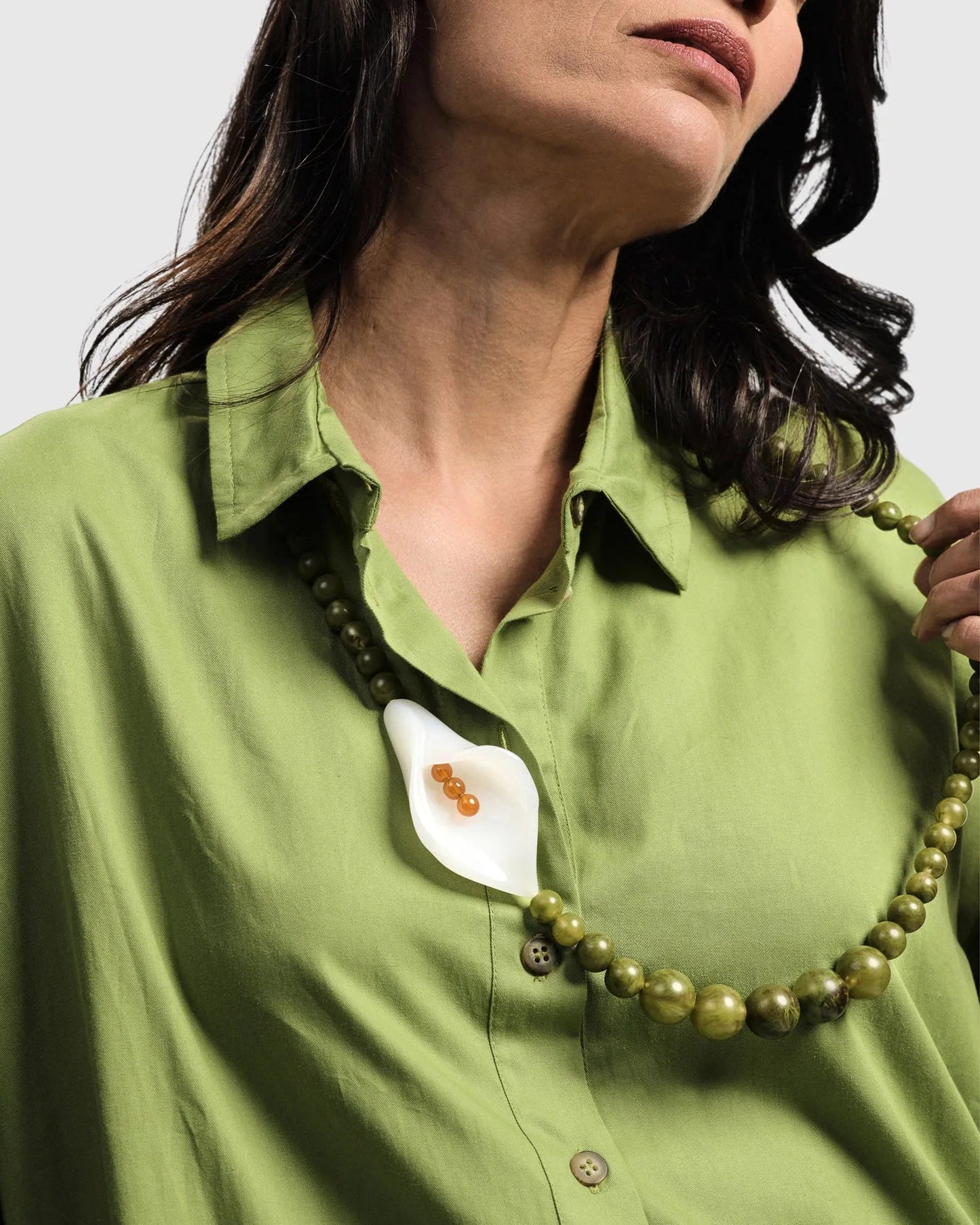 Lily Bead Necklace, Green
