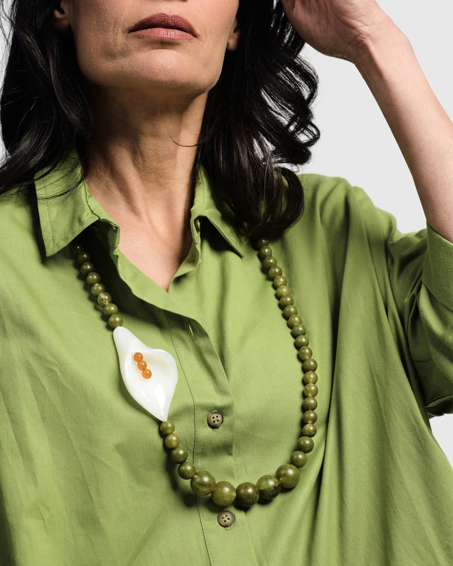 Lily Bead Necklace, Green