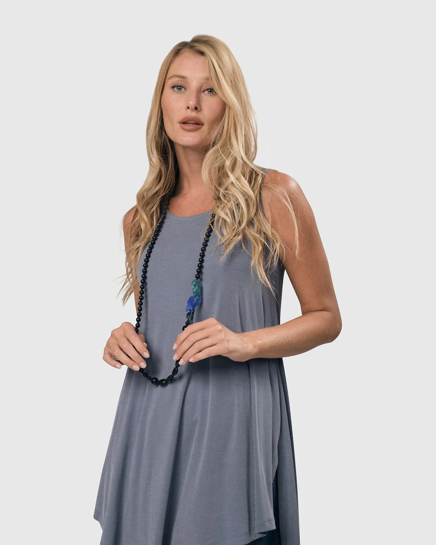 Tahiti Bird Bead Necklace, Blue