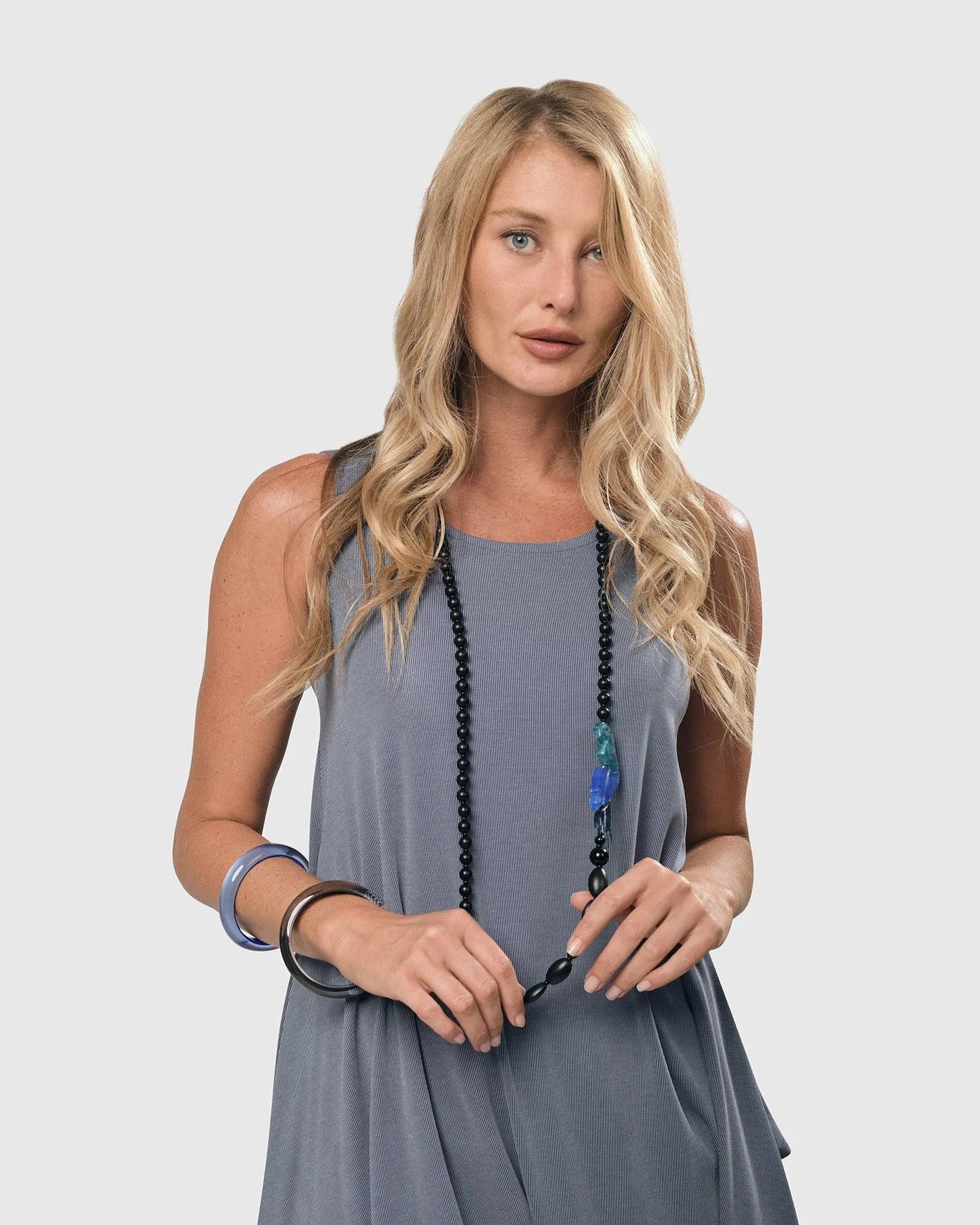 Tahiti Bird Bead Necklace, Blue