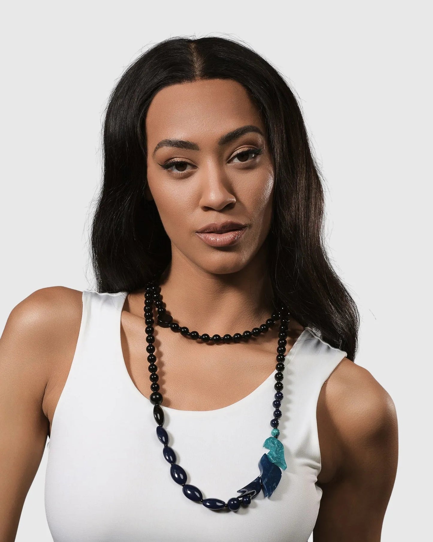Tahiti Bird Bead Necklace, Blue
