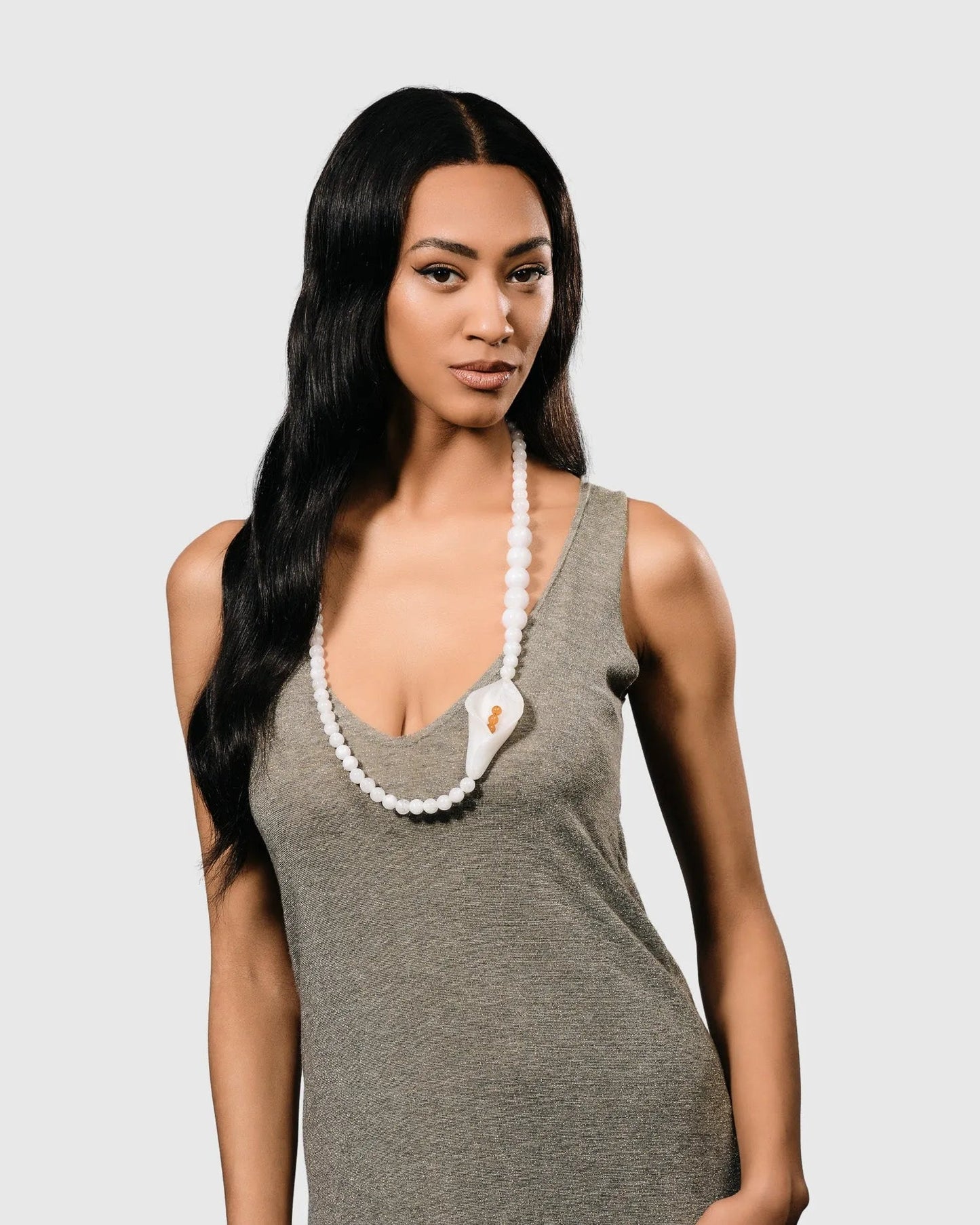 Lily Bead Necklace, White