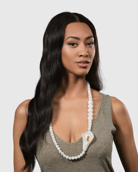 Lily Bead Necklace, White