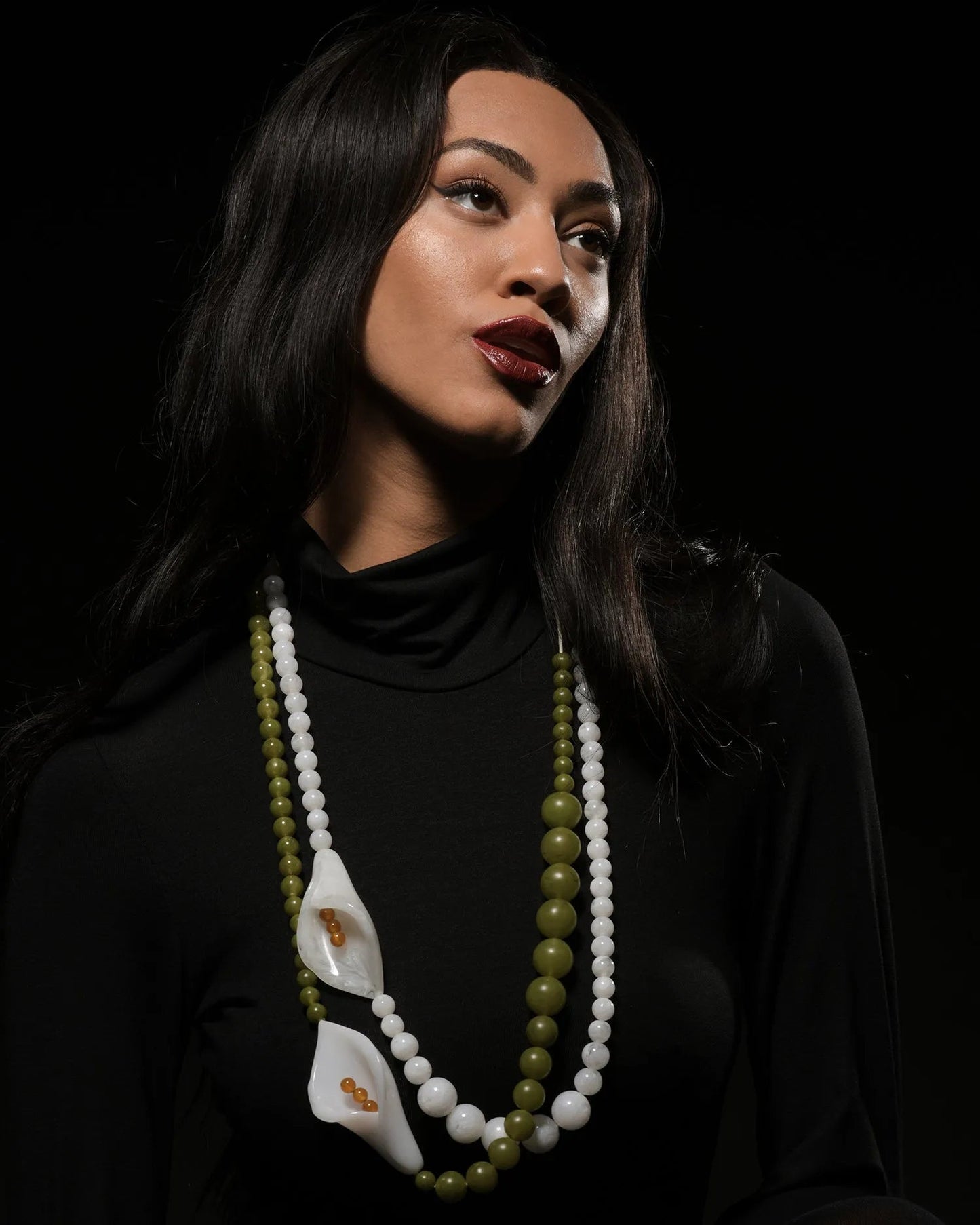 Lily Bead Necklace, White