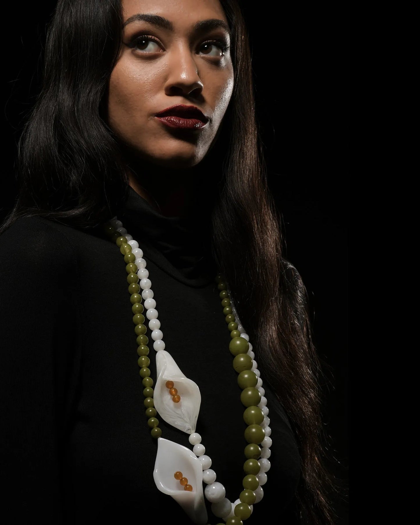Lily Bead Necklace, White