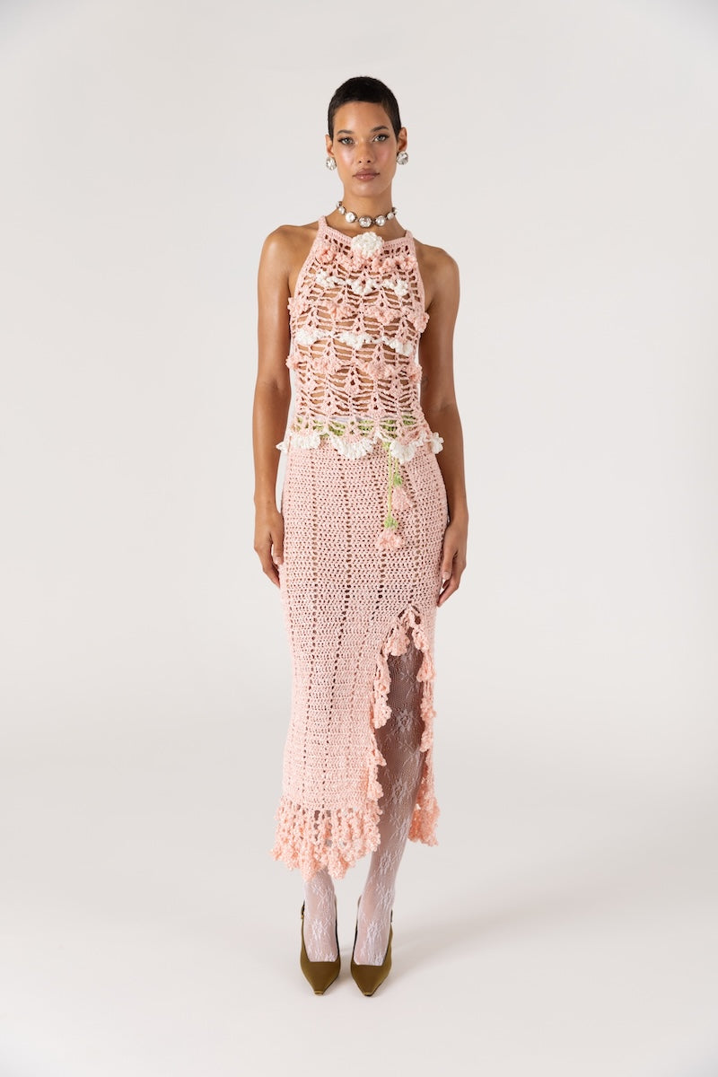 CHRYSANTHEMUM PINK HANDMADE CROCHET SKIRT