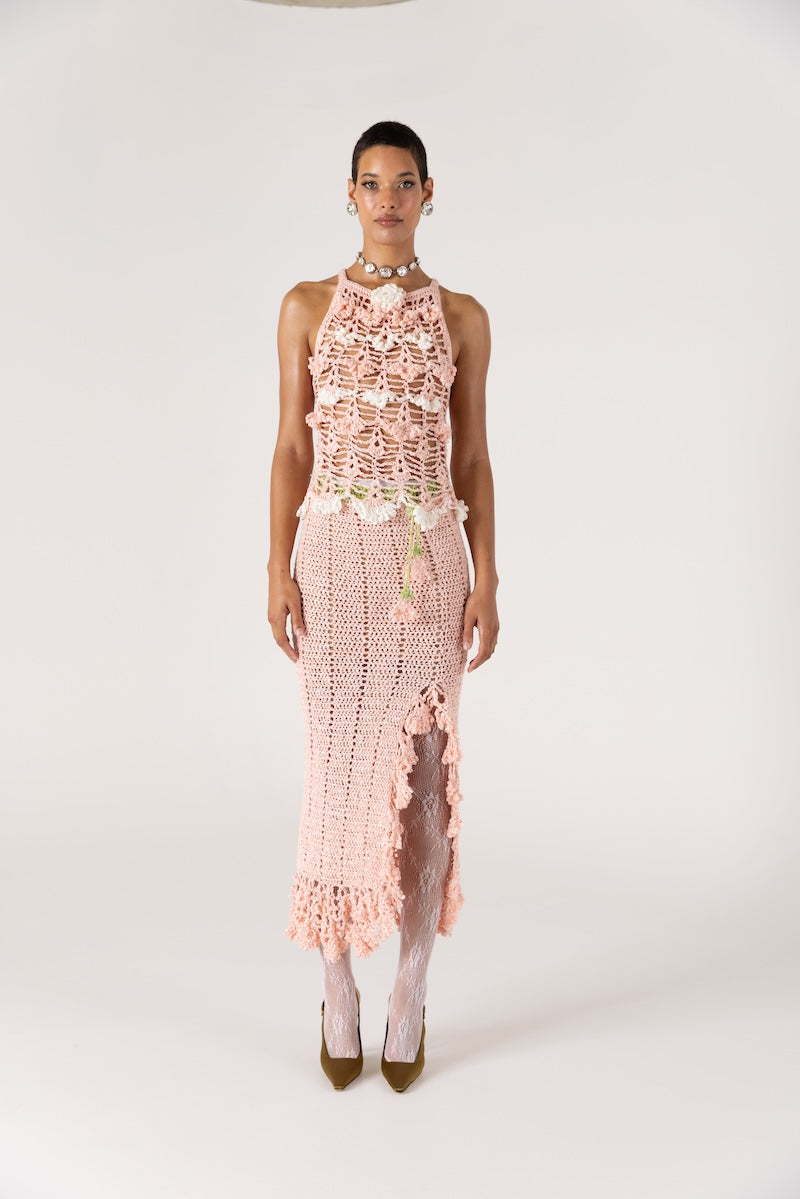 CHRYSANTHEMUM PINK HANDMADE CROCHET SKIRT