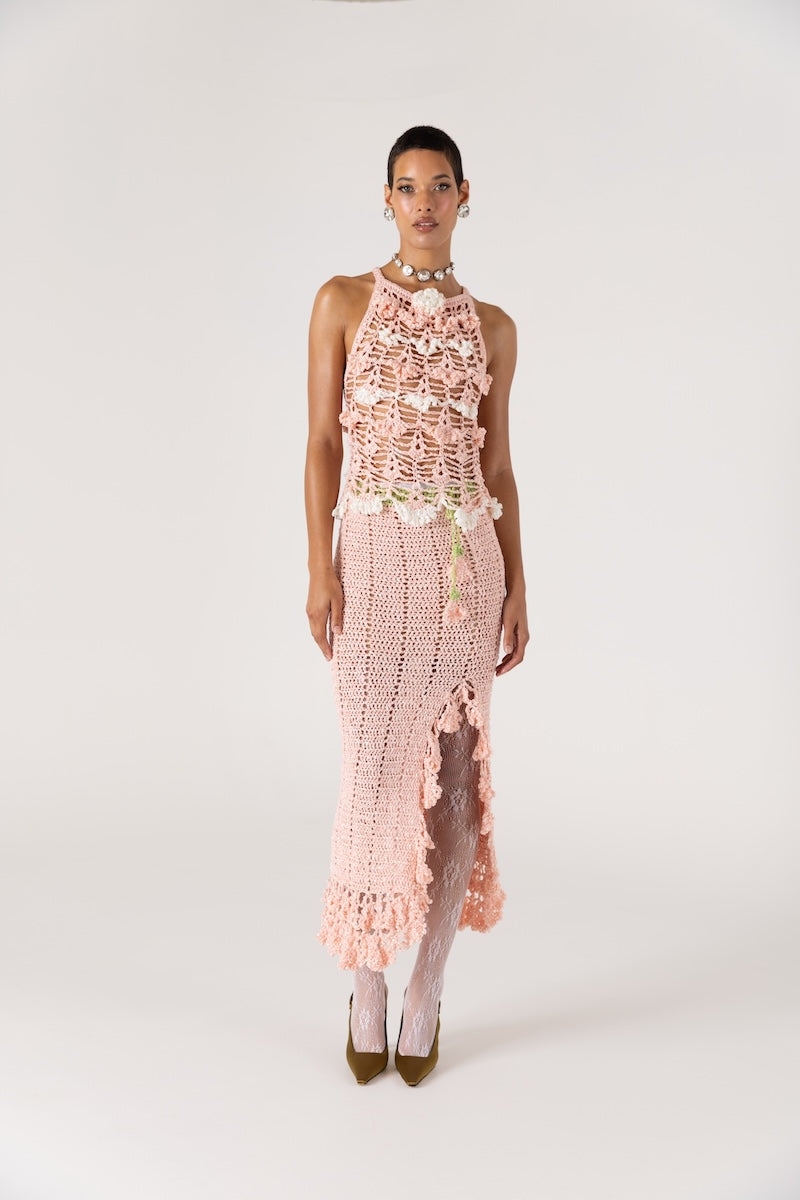 CHRYSANTHEMUM PINK HANDMADE CROCHET SKIRT