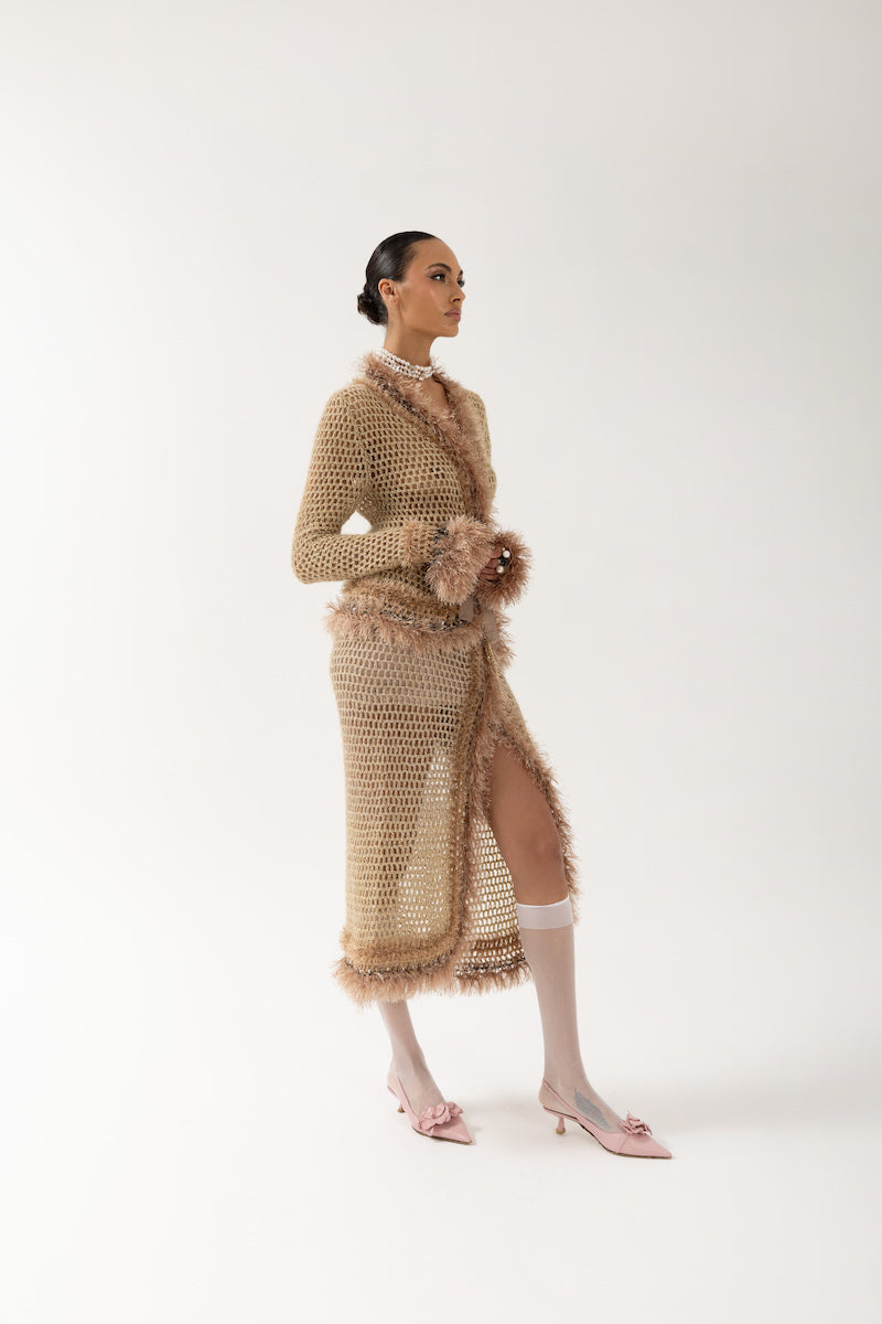 BROWN HANDMADE KNIT SKIRT
